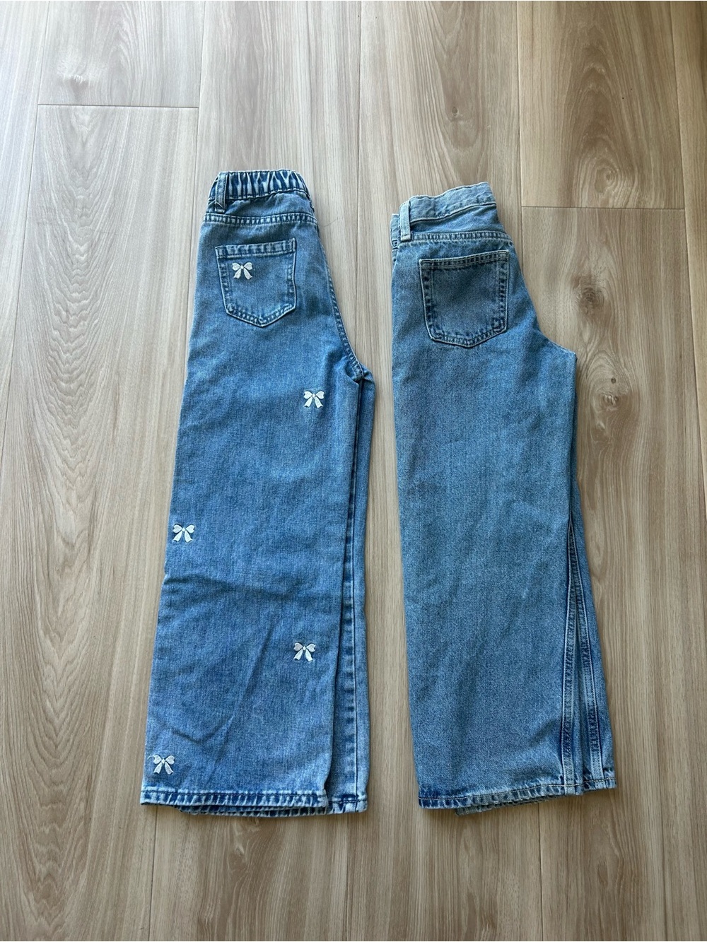 Old Navy Blue Girls' Denim Jeans with White Bow Embroidery